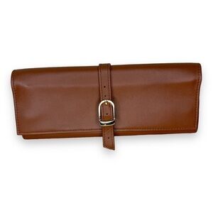 Royce New York Leather Brown Black Suede Travel Case Roll Style  Buckle